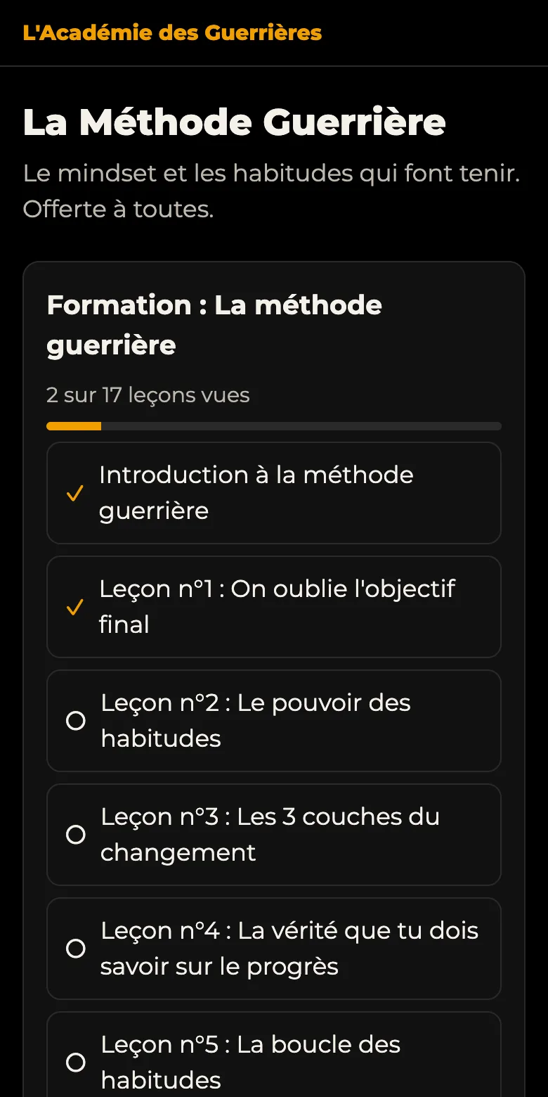 La formation La Méthode Guerrière dans l'application