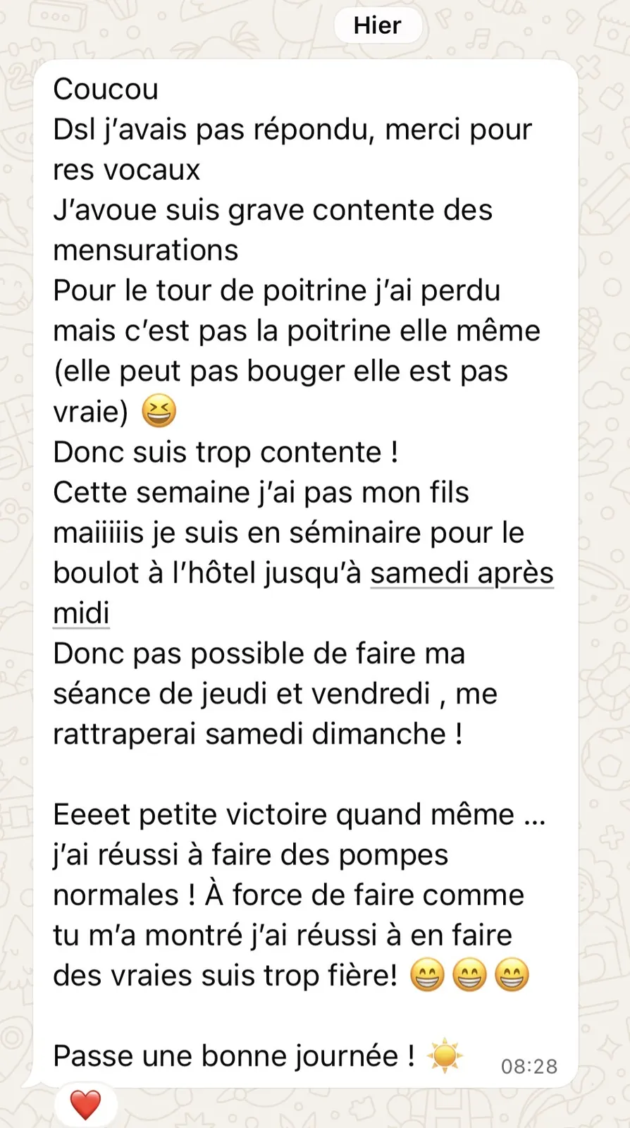 Message reçu d'une élève de l'Académie des Guerrières