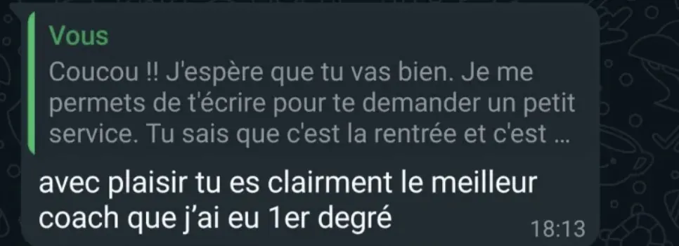 Message reçu d'une élève de l'Académie des Guerrières