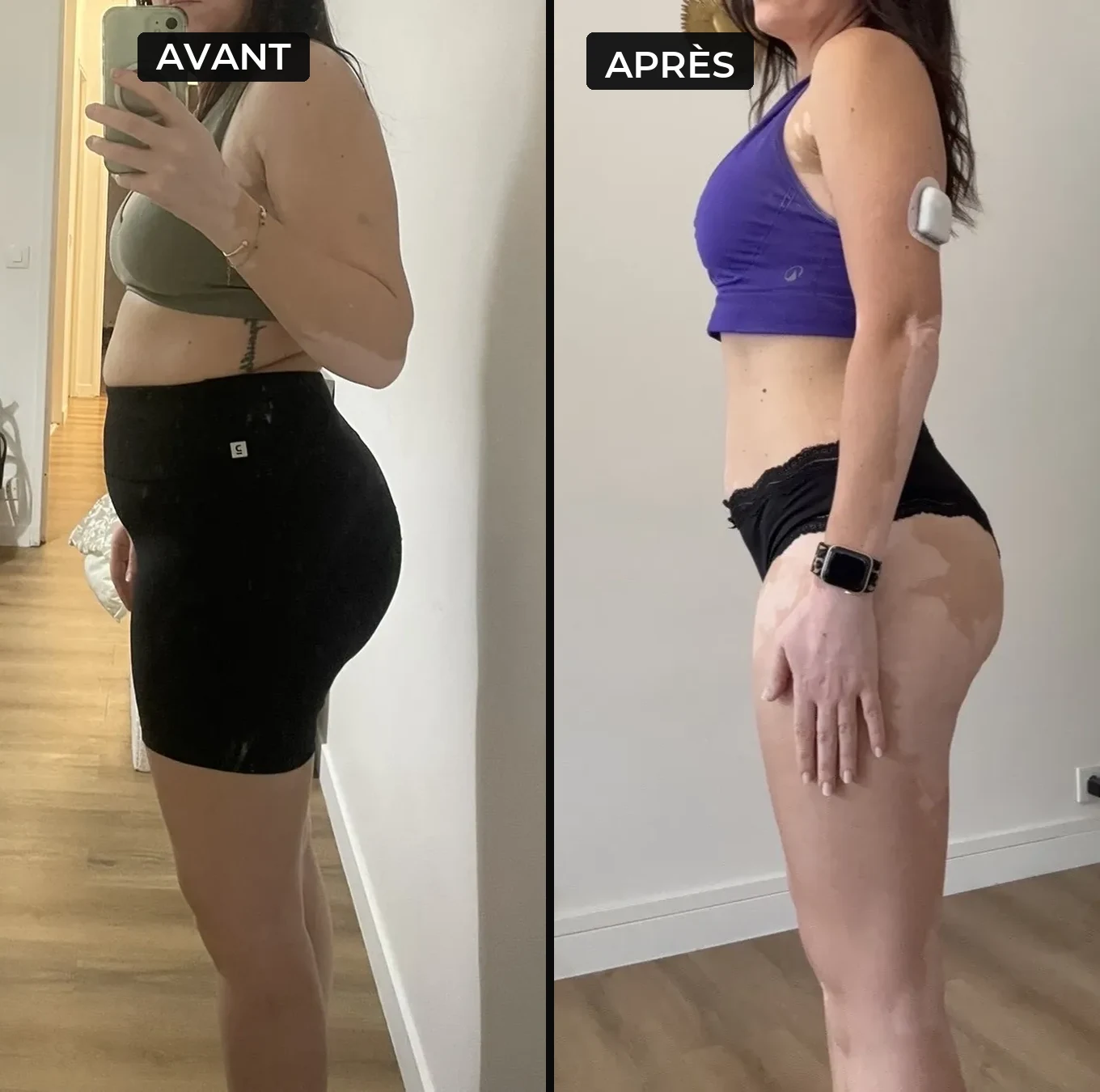 Mélissa avant et après, transformation en musculation, de 77 à 60 kg en un an