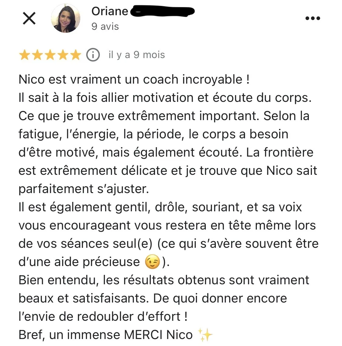 Témoignage écrit d'Oriane